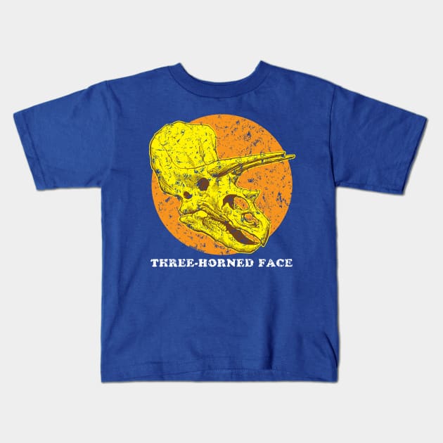 THREE-HORNED FACE Kids T-Shirt by Shamus_Beyale